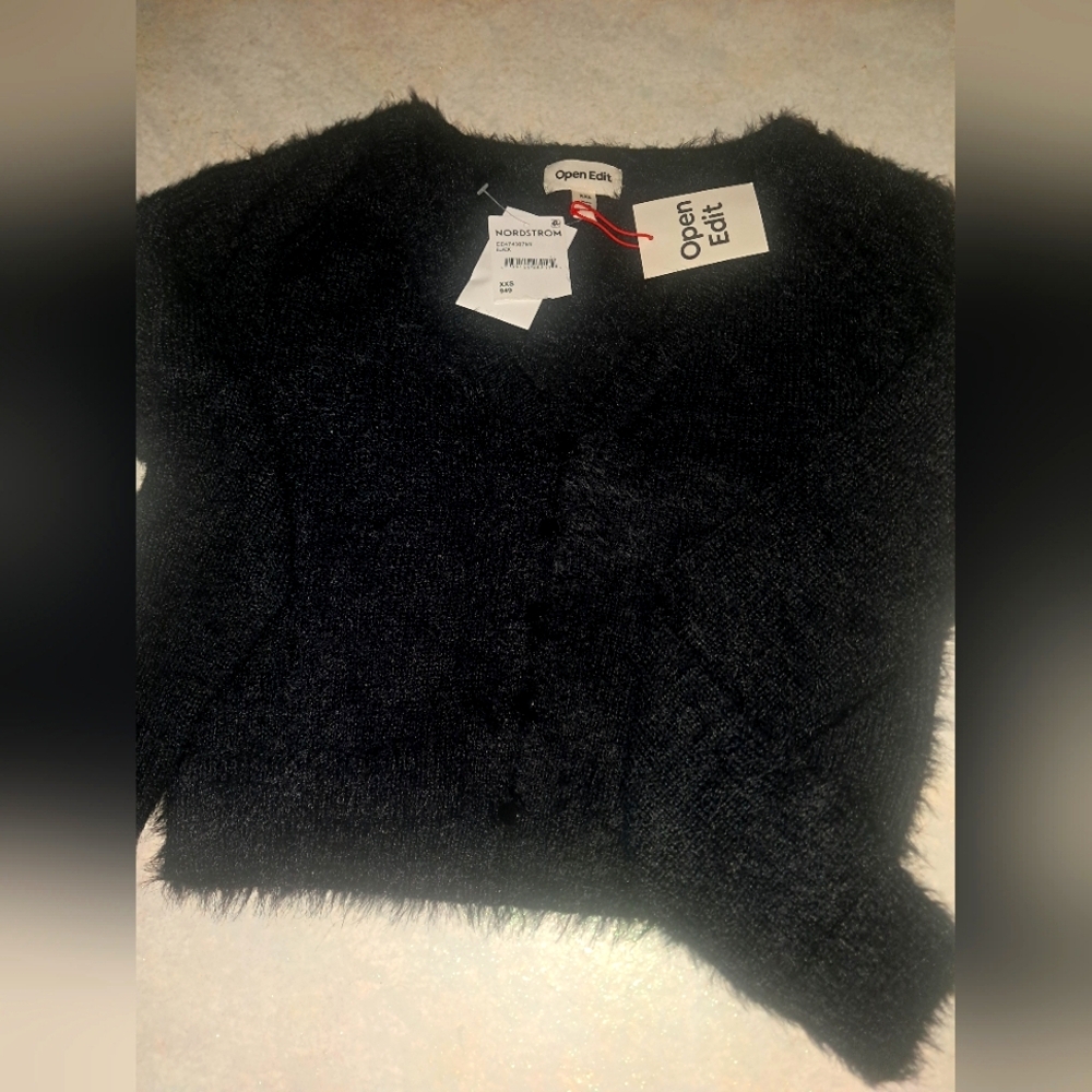 NWT Nordstrom KASMERE Black Button Up SWEATER.